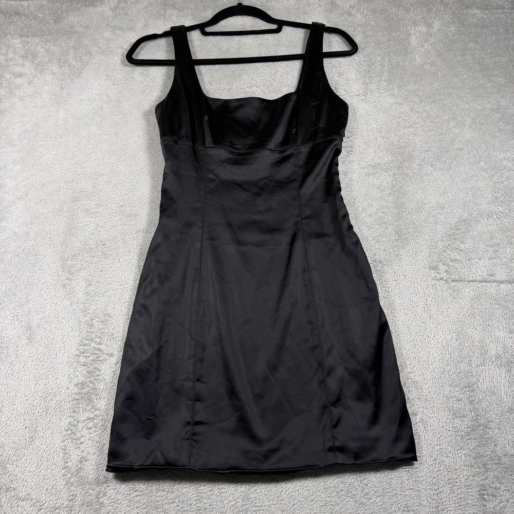 Wilfred‎ Satin Mini Dress Womens 2 Black Square Neck Party Cocktail